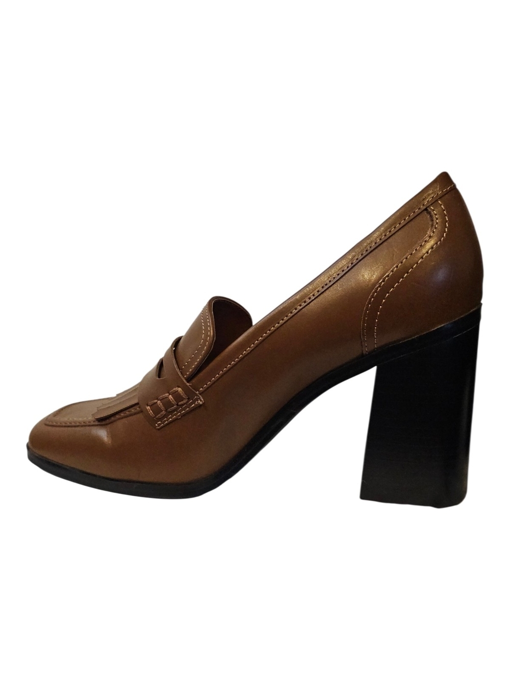 Marc Fisher Size 10 Hamish Block Heel Kiltie Penny Loafer Brown - Picture 8 of 14